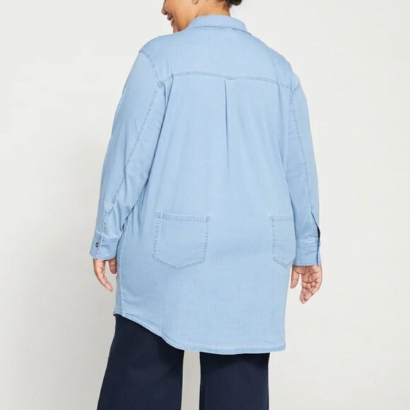 Universal Standard Jean Button Down Shirt Blue Large XL - Picture 6 of 16